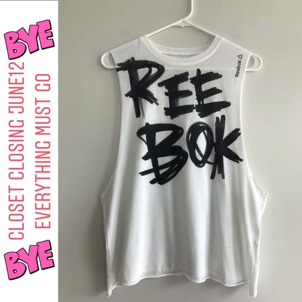 REEBOK WHITE MUSCLE TANK TOP sizeS